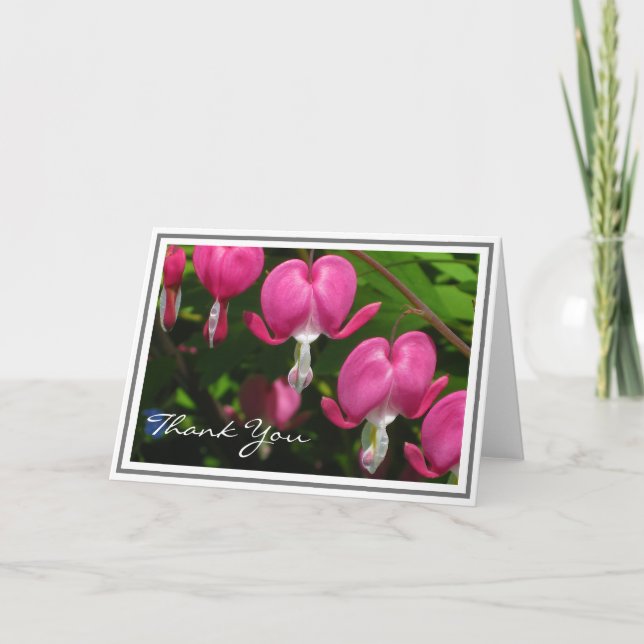 Pink Bleeding Heart Photograph Blank Note Cards (Front)