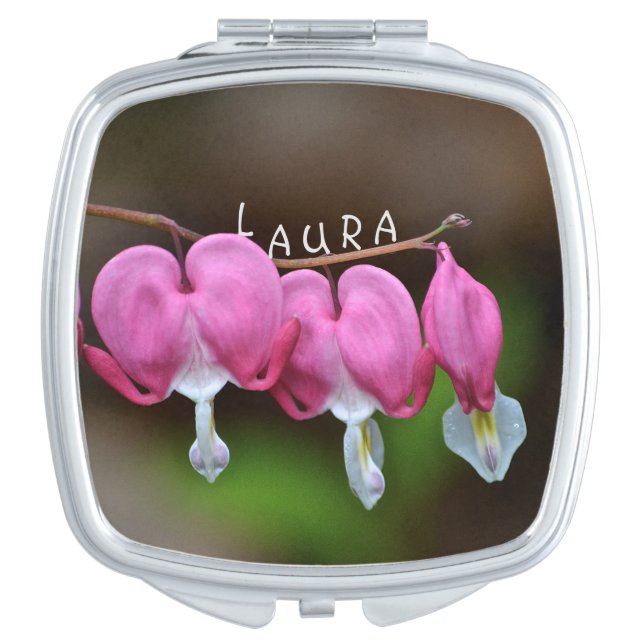 Pink Bleeding Hearts Compact Mirror (Front)