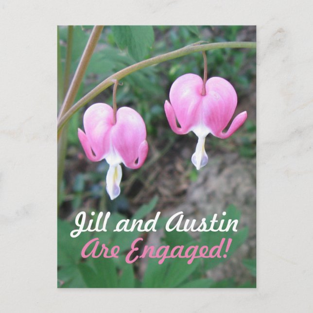 Pink Bleeding Hearts Engagement Announcement (Front)