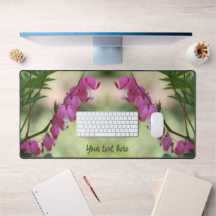 Pink Bleeding Hearts Flowers Personalized Desk Mat