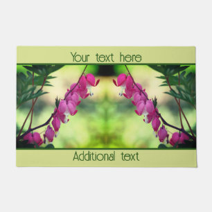 Pink Bleeding Hearts Flowers Personalized Doormat