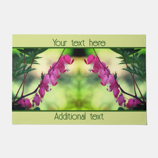 Pink Bleeding Hearts Flowers Personalized Doormat (Front)