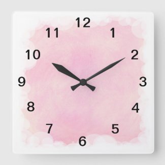 Pink Blends White Bubbles and Clouds Wall Clock