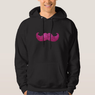 Pink Bling Mustache (Faux Glitter Graphic) Hoodie