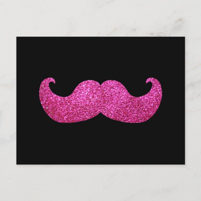 Pink Bling Mustache (Faux Glitter Graphic) Postcard (Front)