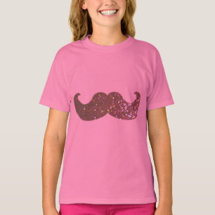 Pink Bling Mustache (Faux Glitter Graphic) T-Shirt