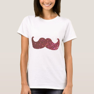 Pink Bling Mustache (Faux Glitter Graphic) T-Shirt
