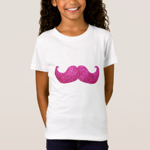 Pink Bling Mustache (Faux Glitter Graphic) T-Shirt