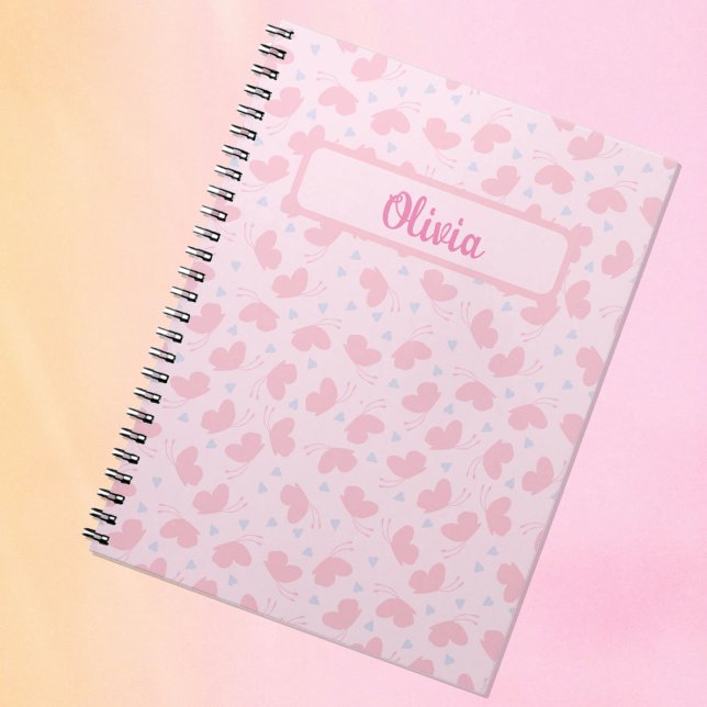 Pink Bliss Fluttering Butterfly Personalized Notebook (Creator Uploaded)
