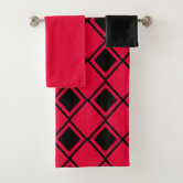 Black and White Harlequin Bath Towel Set