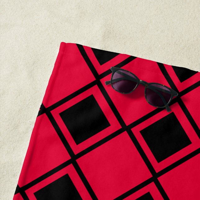 Pink Blob Harlequin  Beach Towel (In Situ)