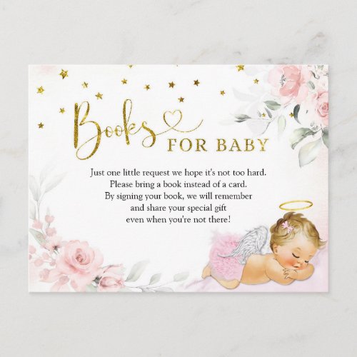 Pink Blonde Angel Baby Heaven Sent Books for Baby Invitation Postcard