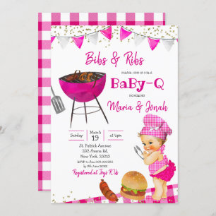 Pink blonde BBQ Co-ed Baby Shower Invitation