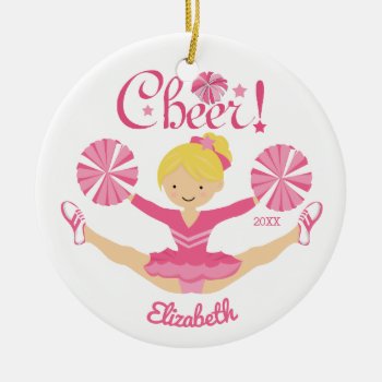 Pink Blonde Cheerleader Personalized Ornament by celebrateitornaments at Zazzle