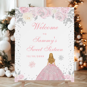 Pink Blonde Hair Girl Sweet Sixteen Welcome Foam Board