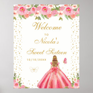 Pink Blonde Hair Girl Sweet Sixteen Welcome Poster