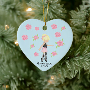 Pink Blonde Haired Ballerina Christmas Ceramic Ornament