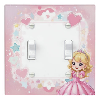 Pink Blonde Princess Cute Kawaii Girls Room Light Switch Cover