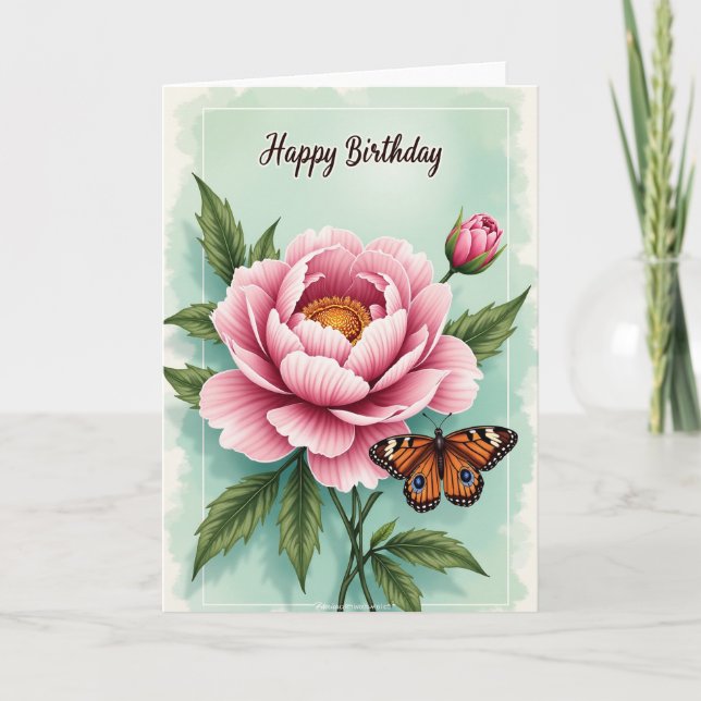 Pink Bloom Birthday Card (Front)