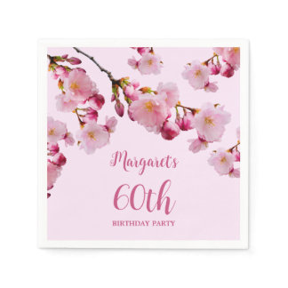 Pink Bloom Cherry Blossom Sakura Flowers Birthday Napkins