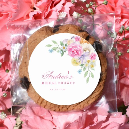 Pink Bloom Garden Tea Party Floral Bridal Shower  Classic Round Sticker