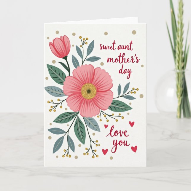 Pink Bloom Mothers Day Glitter Card (Front)