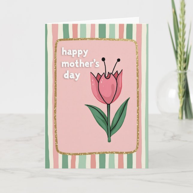 Pink Bloom Mothers Day Greeting Card (Front)