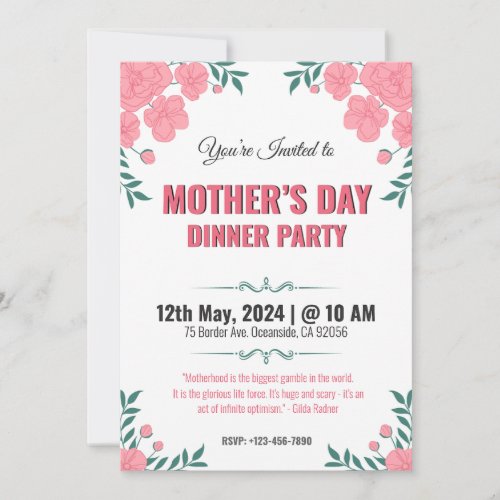 Pink Blooming Bliss Embracing Mothers Love  Invitation