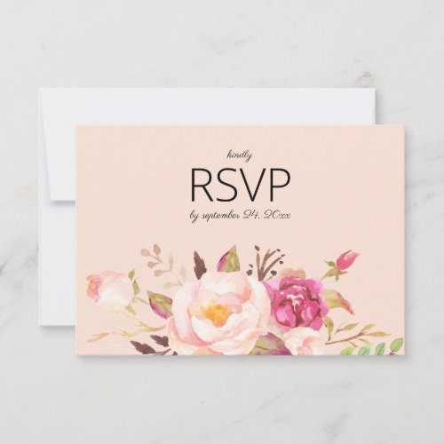Pink Blooming Blush with Meal _ Pink RSVP Card