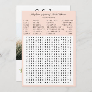 Pink Blooming Floral Bridal Shower Word Search Invitation