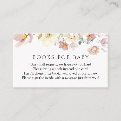 Pink Blooming Flowers Books for Baby Enclosure Card