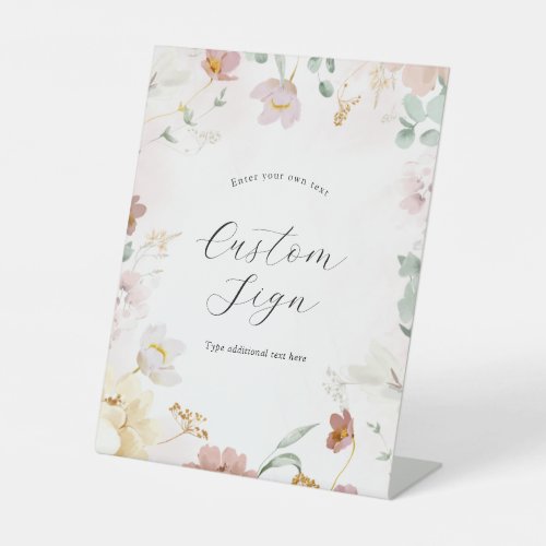 Pink Blooming Flowers Custom Text Sign