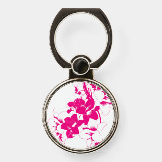 Pink blooming flowers phone ring stand