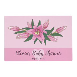 Pink Blooming Lilies Baby Shower  Placemat