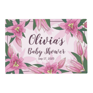 Pink Blooming Lilies Baby Shower  Placemat