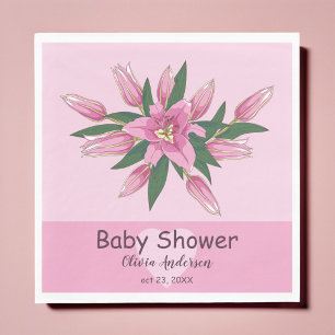 Pink Blooming Lily Baby Shower/Happy Birthday Napkins