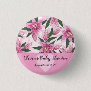 Pink Blooming Lily Button
