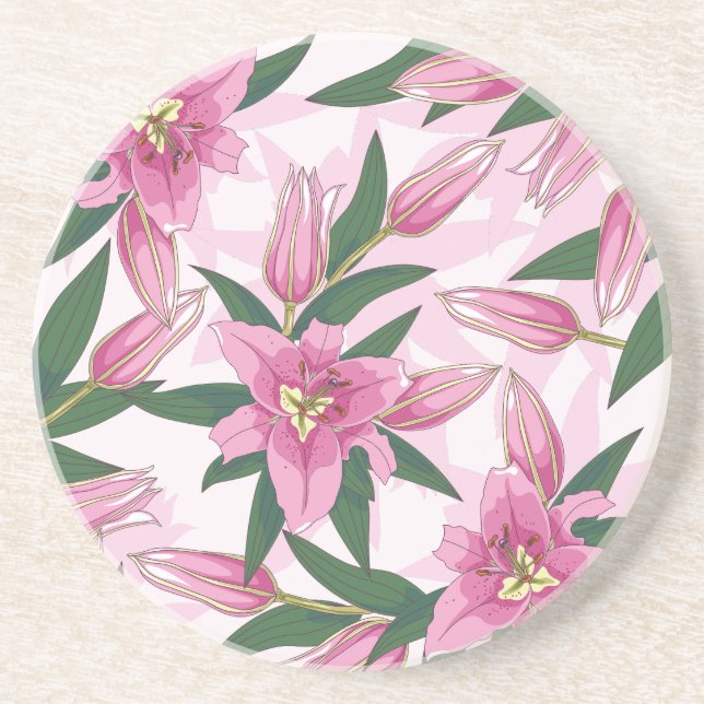 Pink Blooming Lily Coaster (Front)