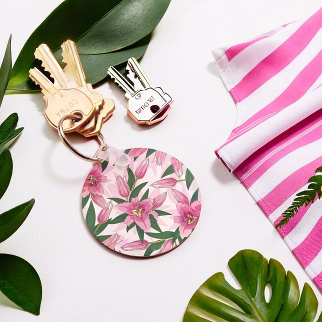 Pink Blooming Lily Keychain (Pink Blooming Lily Keychain)