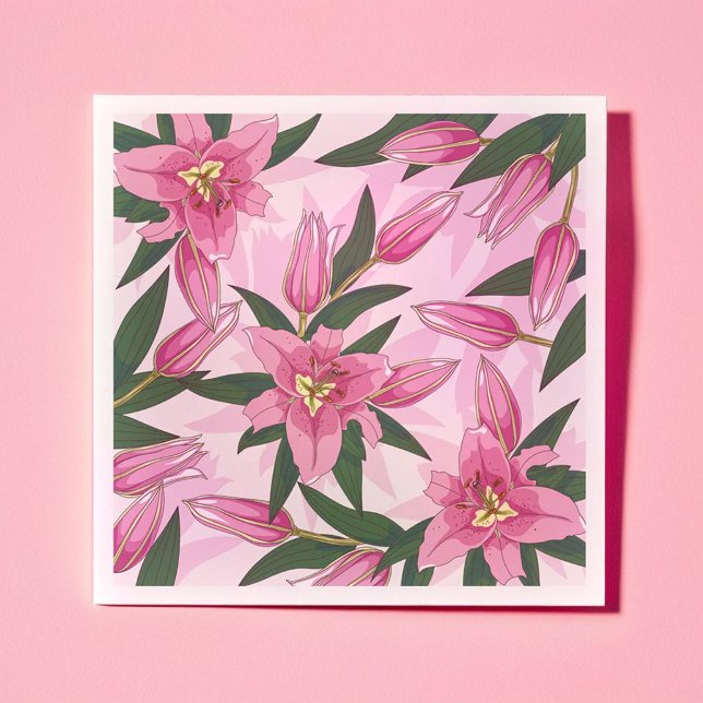 Pink Blooming Lily Napkins (Pink Blooming Lily Napkins)