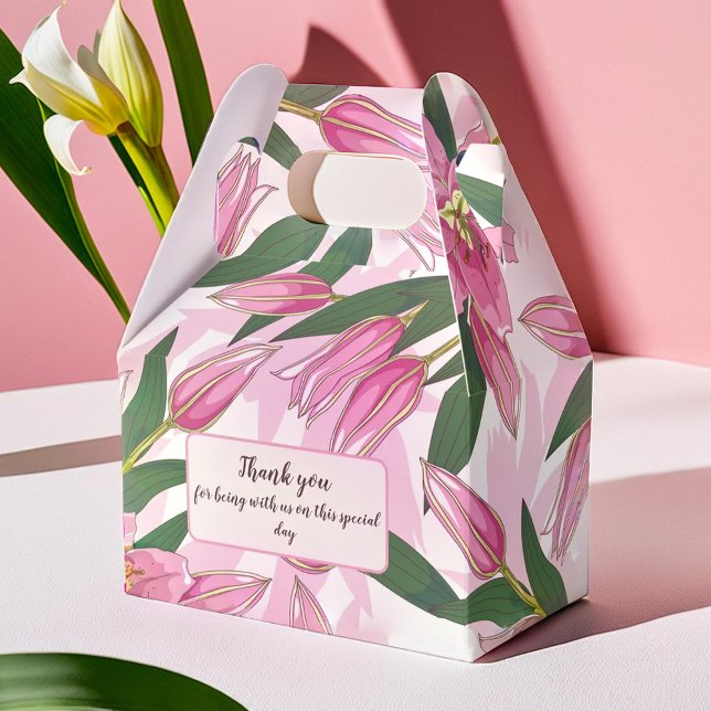 Pink Blooming Lily Thank you / Welcome  Favor Box (Pink Blooming Lily Thank you / Welcome Favor Box)