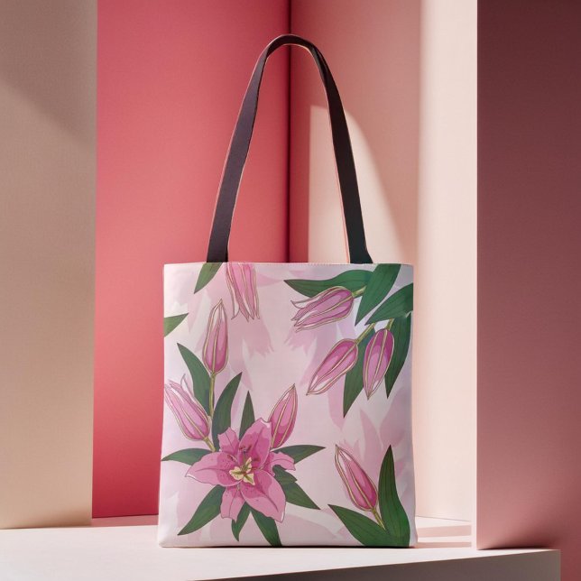 Pink Blooming Lily   Tote Bag (Pink Blooming Lily Tote Bag)