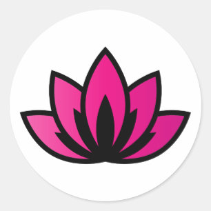 Pink Blooming Lotus Flower symbol Classic Round Sticker