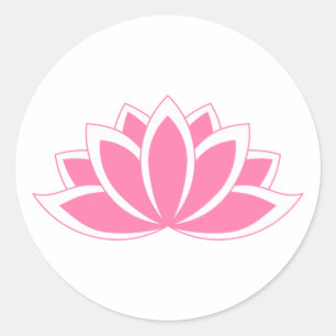 Pink Blooming Lotus Flower symbol Classic Round Sticker