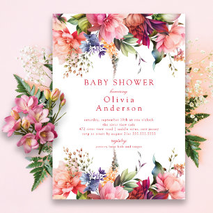 Pink Blooms Baby Shower Invitation