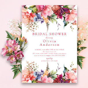 Pink Blooms Bridal Shower Invitation