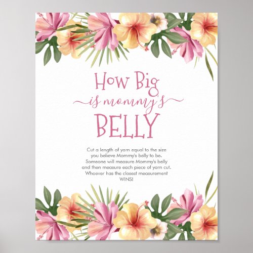 Pink Blooms Floral How Big is Mommys Belly Game Poster