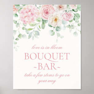 Pink Blooms Floral Hydrangea Bridal Bouquet Bar Poster