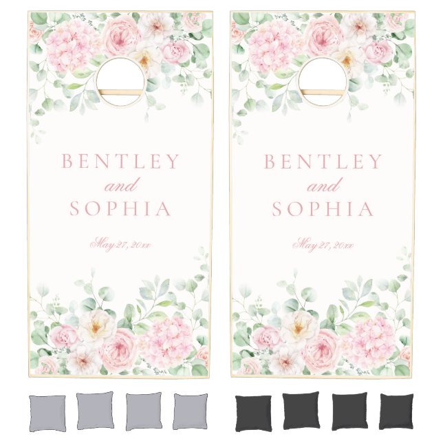 Pink Blooms Floral Hydrangeas Wedding Yard Games (Set)