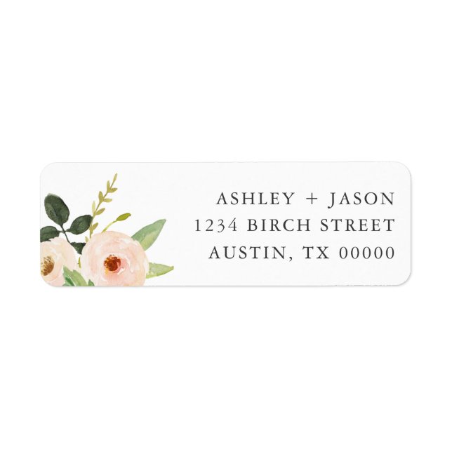 Pink Blooms Floral Return Address Lables Label (Front)